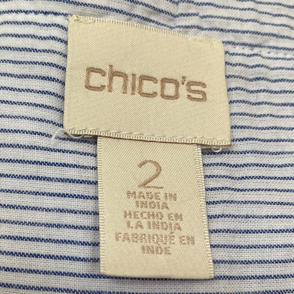 Chico's‎ Size 2 Large Top Tunic Blouse Embroidered Beaded Tassels Pleated 3/4 Sl - Picture 7 of 7